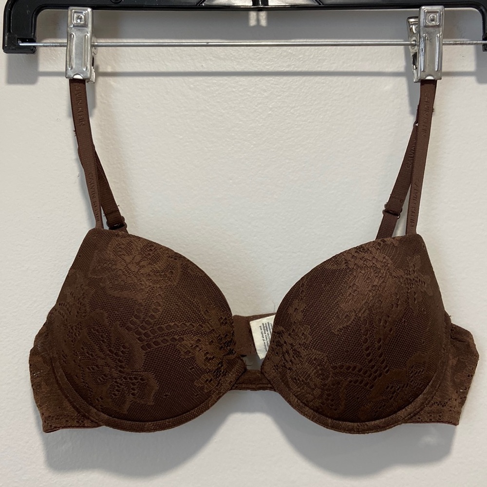 Calvin Klein Perfectly Fit Brown Lace Bra Women Size 34B